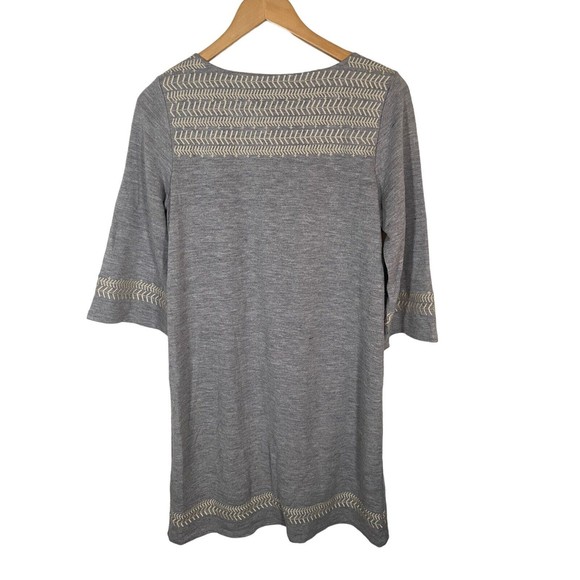 Edme & Esyllte Knit Dress Women's Size Medium Gray‎ Embroidered Pullover - Picture 7 of 7